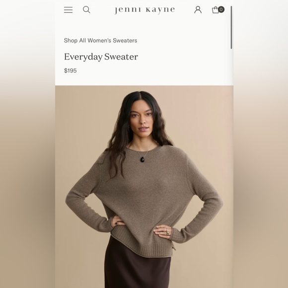 Jenni Kayne Everyday Sweater Women’s Size Large Wool Cashmere Taupe Brown - Picture 3 of 9